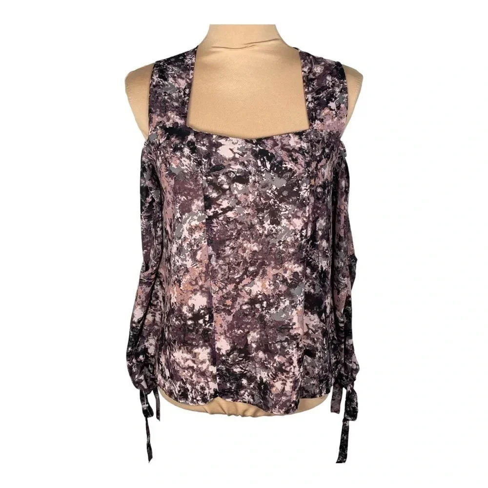 BELLE DU JOUR Multicolor Cold Shoulder Tied Top Women Size S